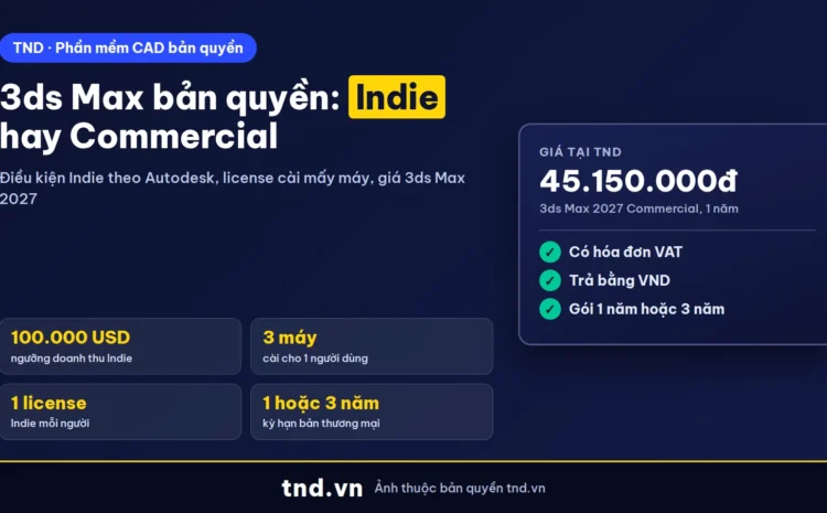 3ds Max bản quyền 2027: so sánh 3ds Max Indie và bản thương mại