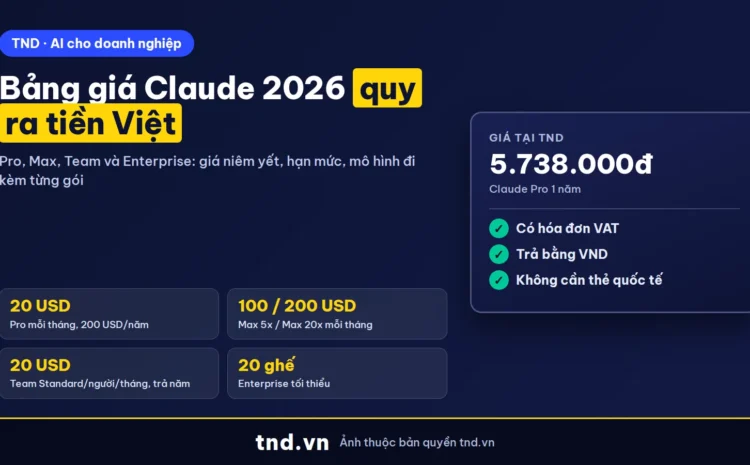 Bảng giá Claude 2026 Pro, Max, Team, Enterprise quy ra tiền Việt