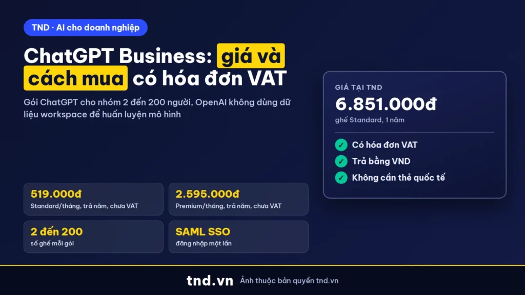 ChatGPT Business là gì? Giá, tính năng và cách mua có hóa đơn VAT