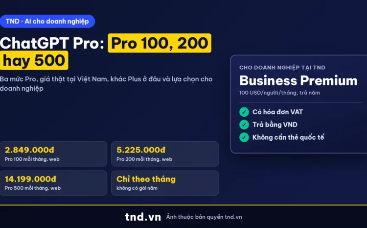 ChatGPT Pro giá Pro 100, Pro 200, Pro 500 tại Việt Nam