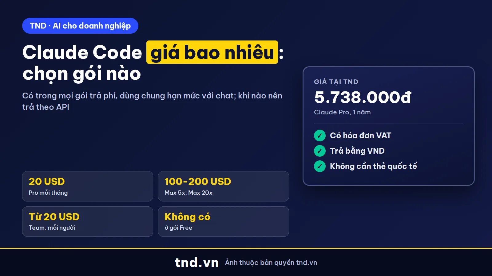 Claude Code giá bao nhiêu: Pro, Max, Team và trả theo API