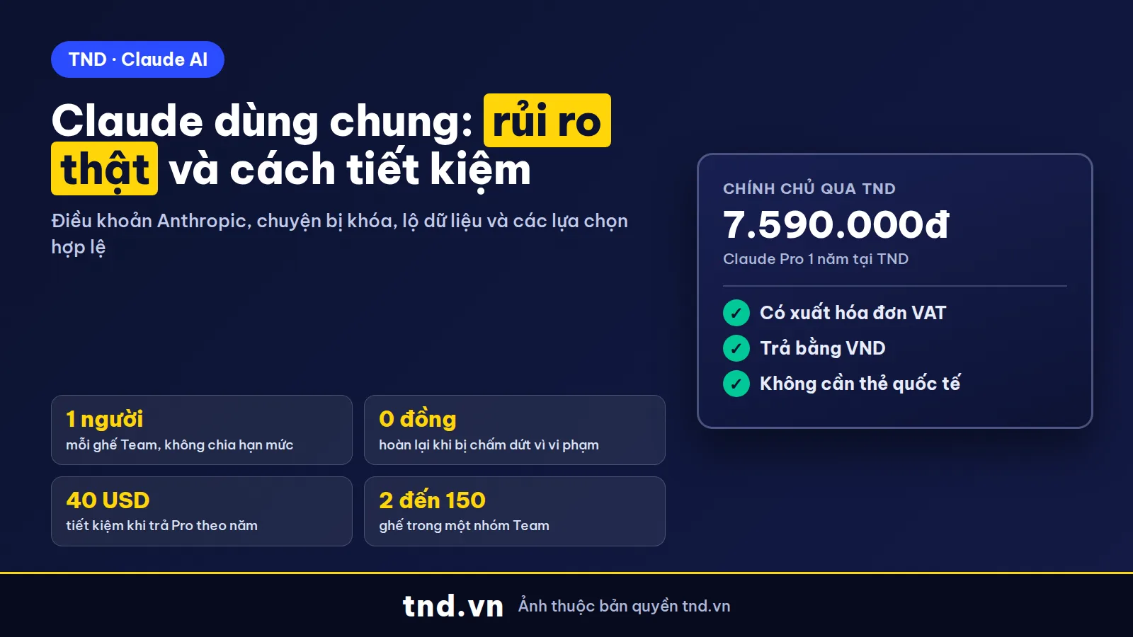 Rủi ro khi dùng chung Claude và cách tiết kiệm hợp lệ