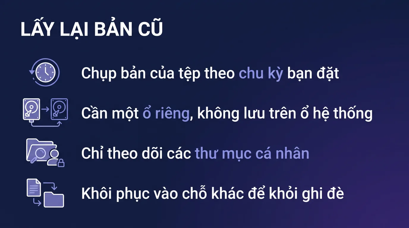 File History: khôi phục bản cũ của một tệp