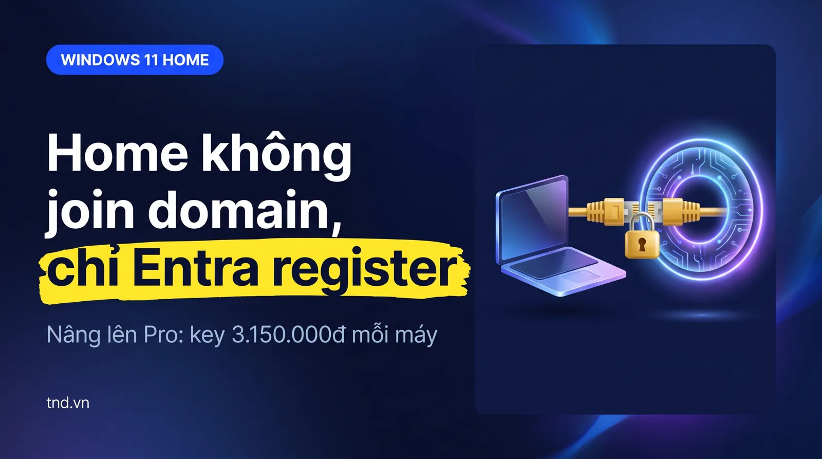 Windows 11 Home không join domain, Entra ID được: công ty làm sao
