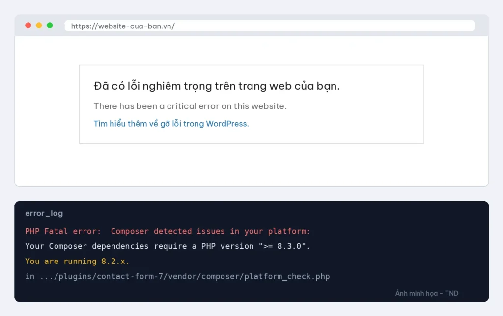 Contact Form 7 bản 6.2 yêu cầu PHP 8.3: cảnh báo website WordPress bị lỗi nghiêm trọng