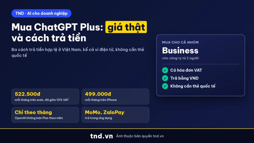 Mua ChatGPT Plus chính chủ: giá 2026, trả tiền không cần thẻ quốc tế