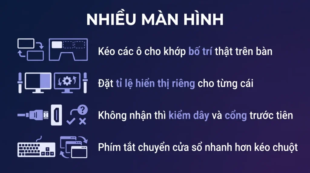 Nhiều màn hình trên Windows 11: cấu hình cho đúng