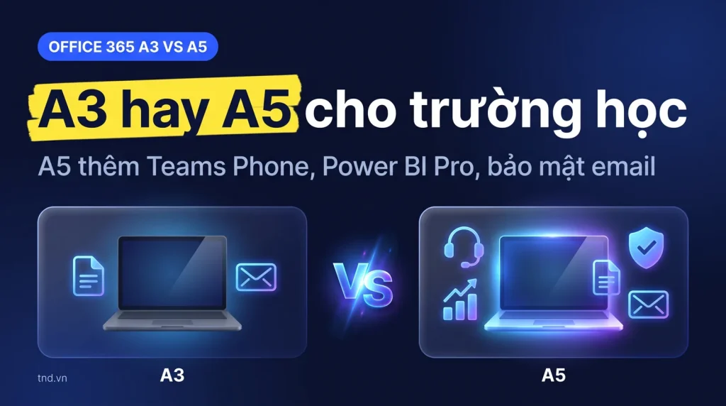 Office 365 A3 hay A5 cho trường: chọn theo nhu cầu nào