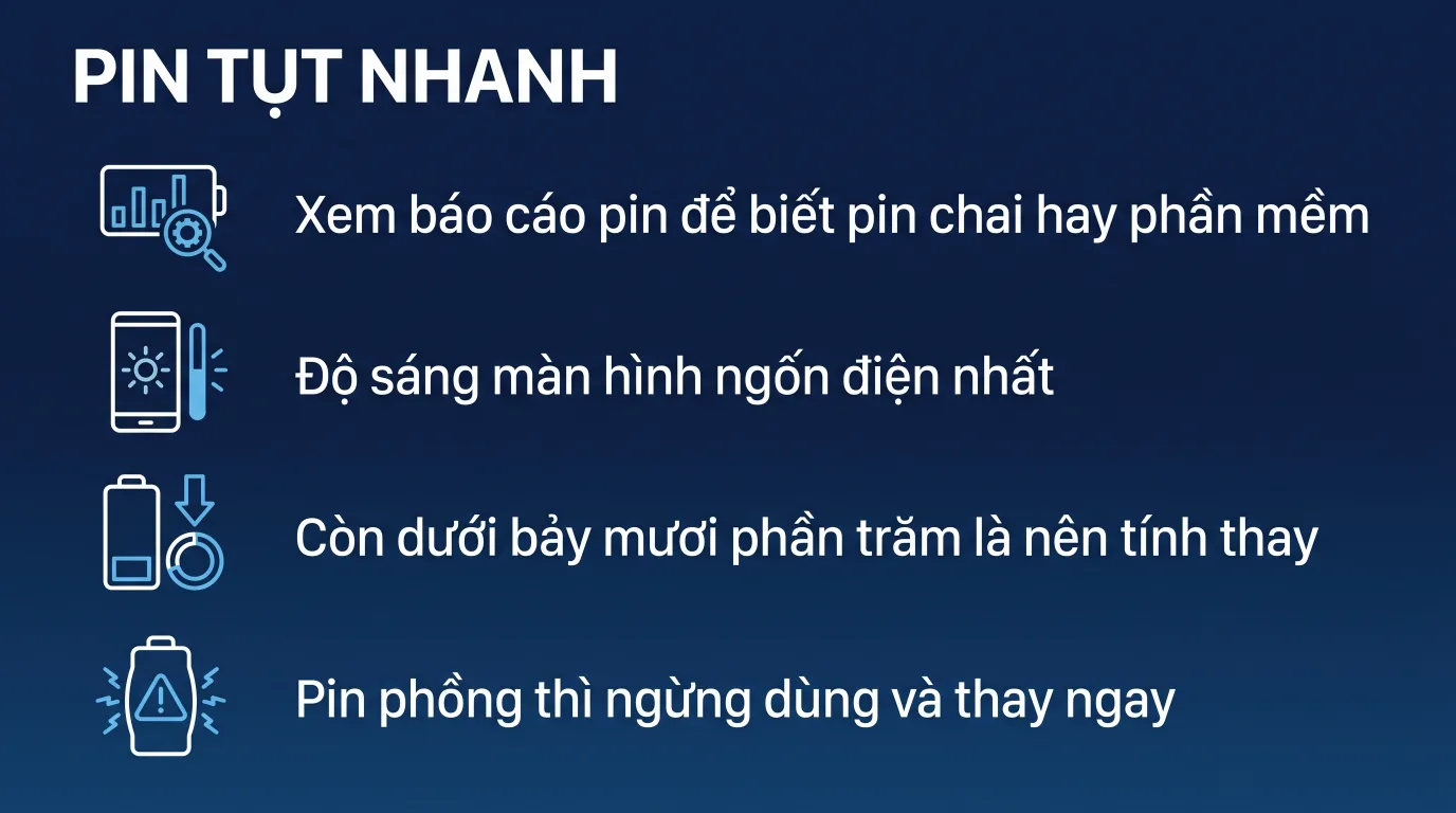 Pin laptop tụt nhanh trên Windows 11: kiểm gì trước