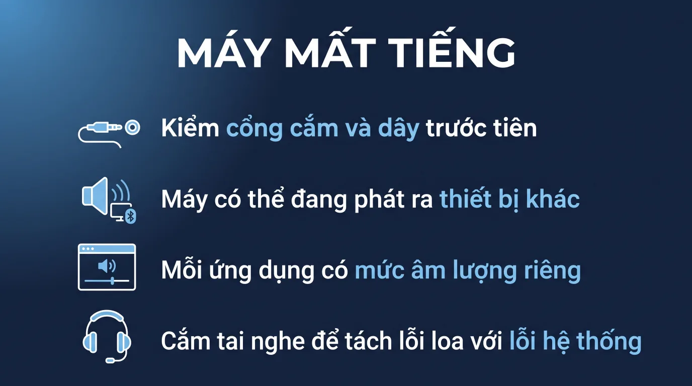 Không có tiếng trên Windows 11: kiểm theo thứ tự nào