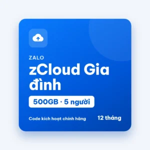 Code Zalo zCloud Gia đình 500GB cho 5 người, gói 1 năm
