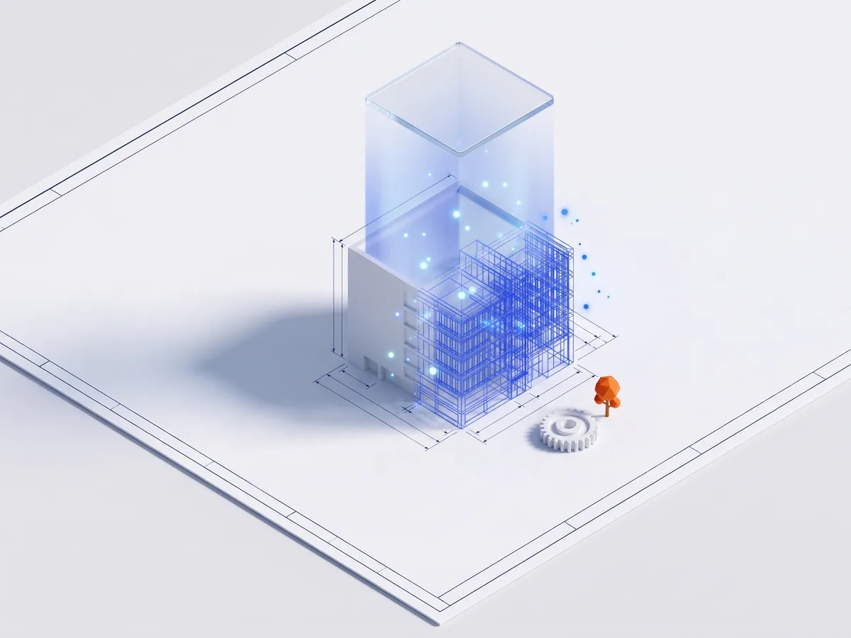 Trợ lý AI chiếu mô hình nhà từ bản vẽ kỹ thuật, minh họa phần mềm CAD bản quyền có AI tại TND