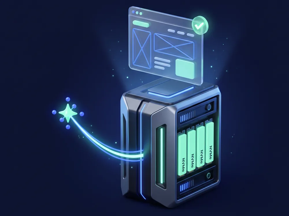 Minh họa AI kết nối vào máy chủ hosting TND